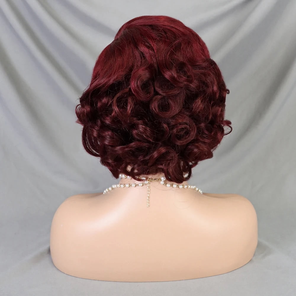 99J Color Loose Wave Pixie Cut Wig Red Short Bob Human Hair 13x4 Lace Frontal Wigs Transparent Lace Human Hair for Black Women Lace Front Human Hair Wig