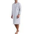 thumbnail image 4 of INSPIRE CHIC Men's Sleepshirts Striped Loose Fit V-Neck Sleepwear with Pocket L Light Gray, 4 of 6