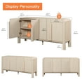 thumbnail image 4 of WAMPAT 63" W Modern Large Buffet Sideboard Cabinet with Storages, Buffet Table Coffee Bar Wine Bar Storage Curved Cabinet with 4 Doors for Dining Room, Living Room, Kitchen,Lightt Oak, 4 of 8
