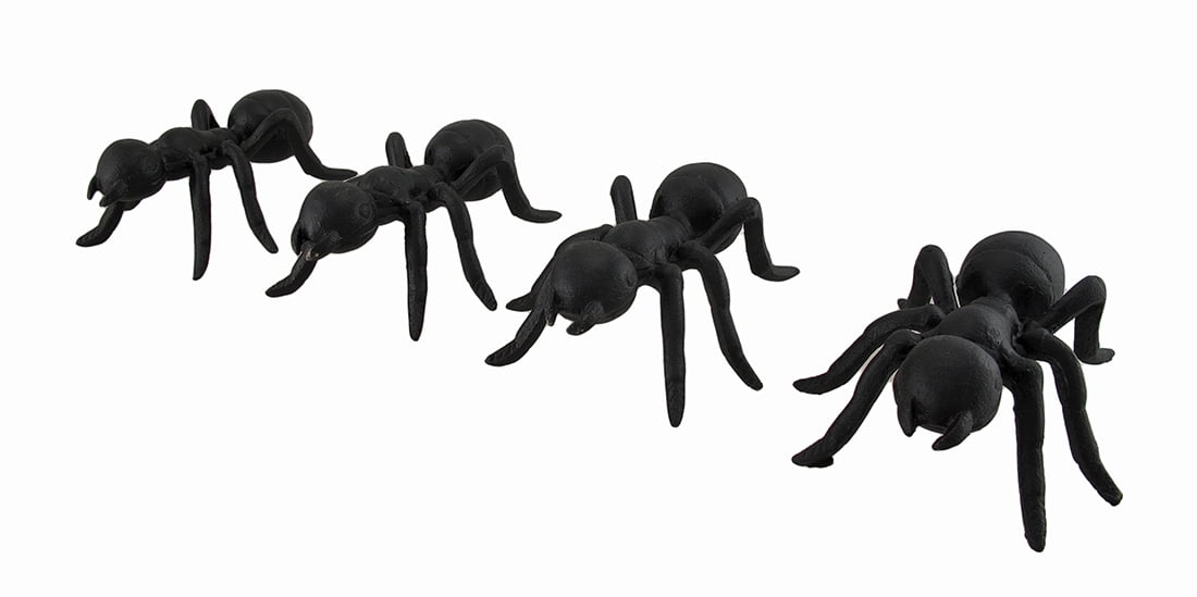 Zeckos Set of 4 Cast Iron Black Ant Statues Insect Figures 