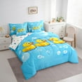 thumbnail image 3 of jejeloiu Kawaii Duck 7-Piece Twin Bedding Sets,Cartoon Farm Animal Bedding Comforter Set,Yellow Blue Sheet Sets For Girl Kids,Luxury Bedroom Decor Reversible, 3 of 8