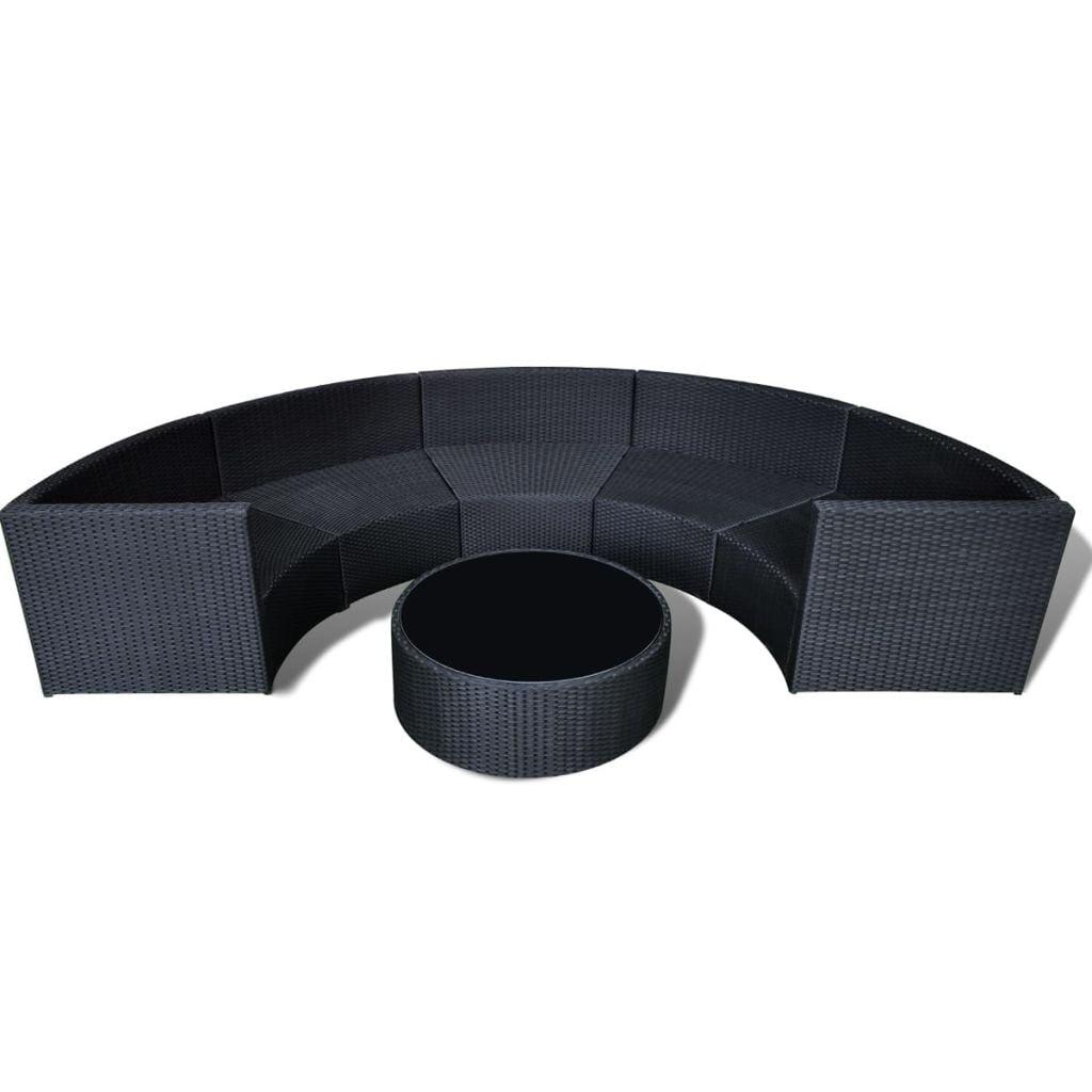 Kepooman Patio Garden Sofa with Cushions Poly Rattan, Set of 2, Black Kepooman Patio Garden Sofa with Cushions Poly Rattan, Set of 2, Black