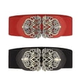 thumbnail image 1 of Womens Wide Elastic Waist Belt 2pcs Retro Ladies Stretch Waist Dress Belt,black Red, 1 of 1