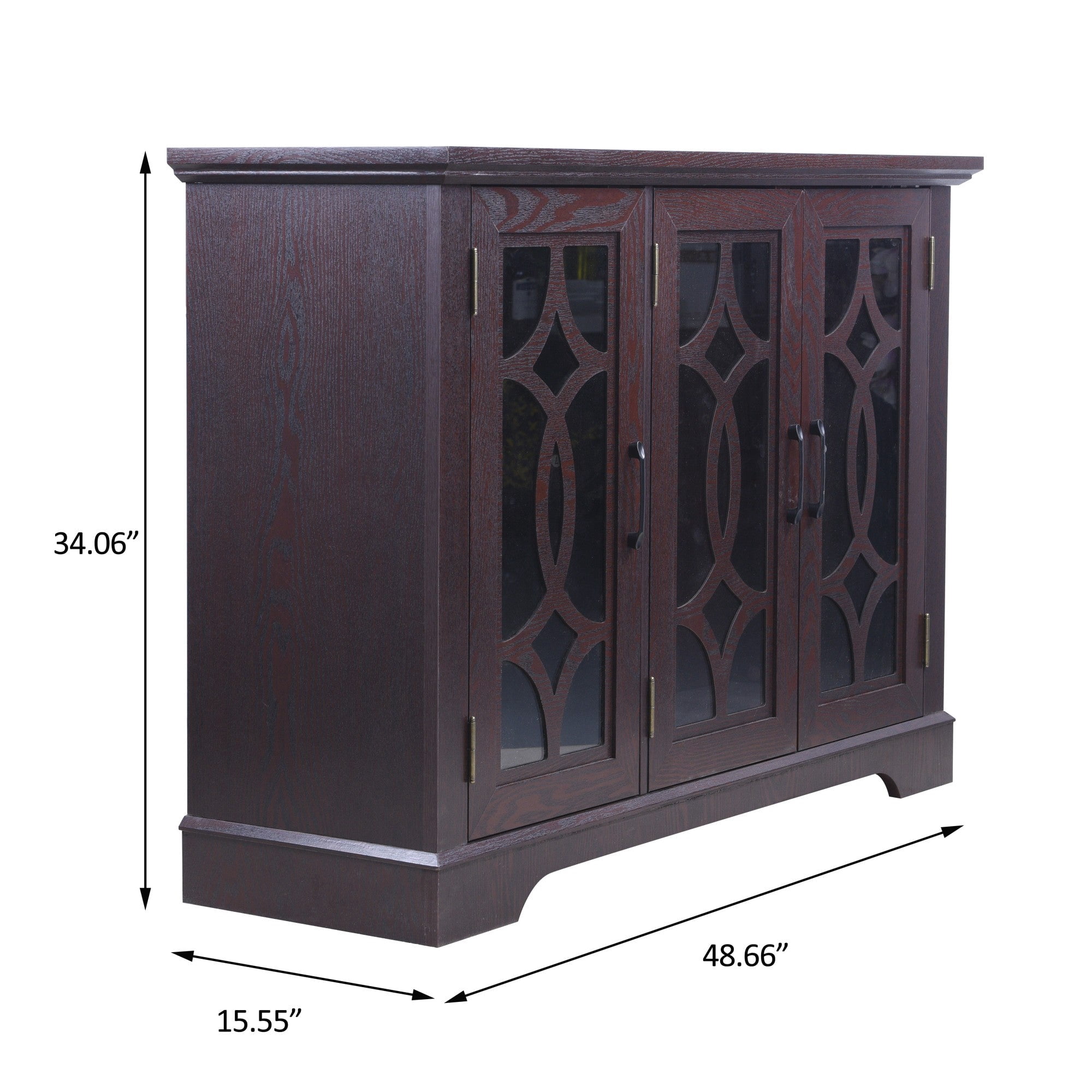 Sailvan 3-Tempered Glass Door Sideboard, 48.66" Spacious Buffet with Adjustable Shelf