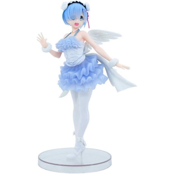New Re Zero Starting Life in Another World Rem (Angel Ver) Character Anime Model Statue Action Figures Desktop Ornament Popular Decorations Fan Souvenirs Creative Gift Collectable