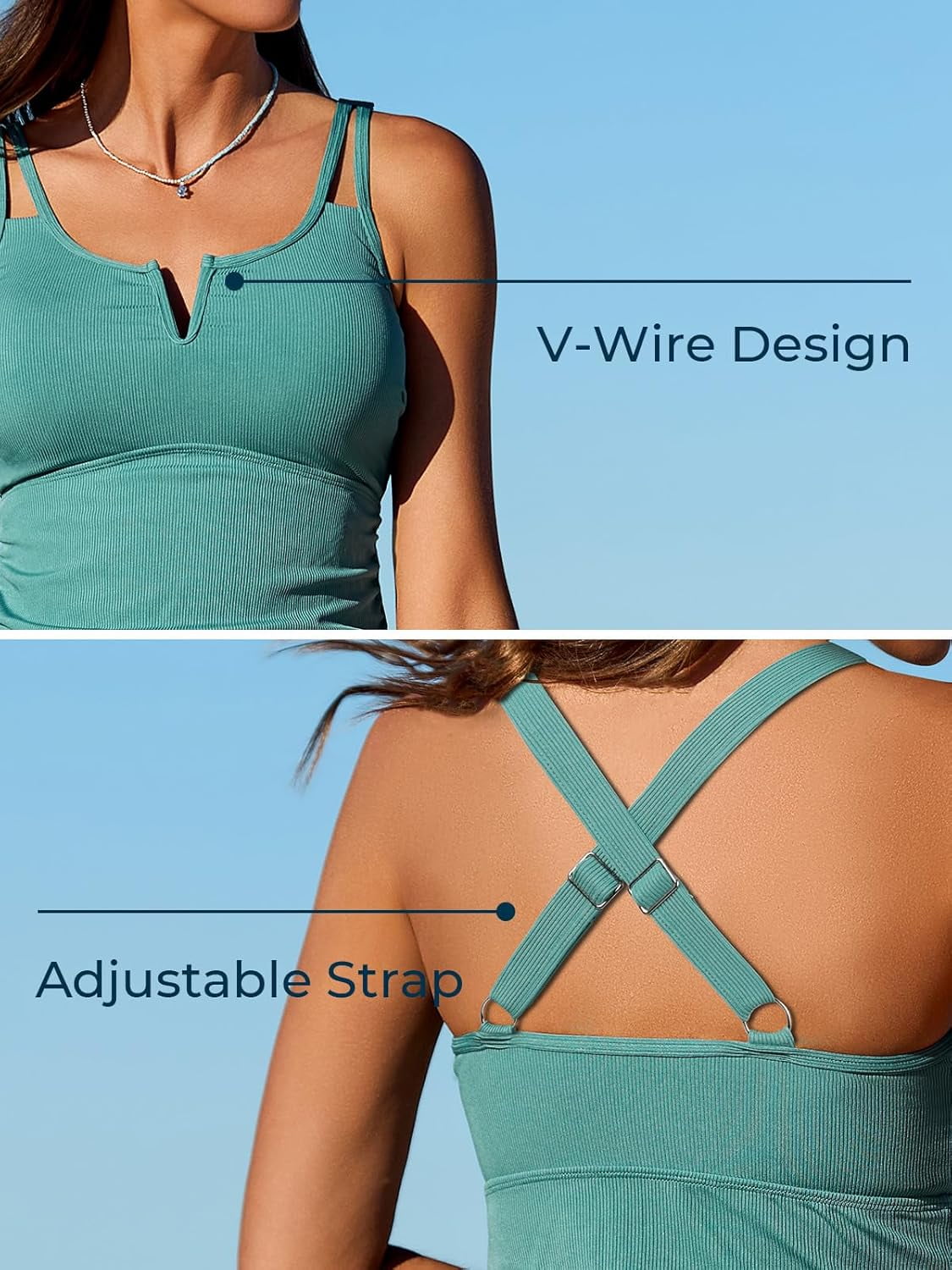 Summer Mae Tankini Swimsuits for Women Bathing Suits Top Ruched Two Piece Tummy Control Round Neck with V-Wire Swim Suits