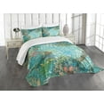 thumbnail image 3 of Ambesonne Dragonfly Quilted Bedspread Set 3 Pcs, Fantasy Flowers Mix, Queen Size, Turquoise Amber, 3 of 5