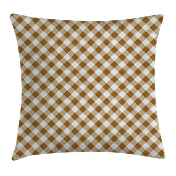 Brown Throw Pillow Cushion Cover, Texture of Tartan Cloth Pattern