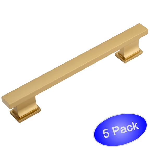 5 Pack - Cosmas 702-160GC Gold Champagne Contemporary Cabinet Hardware Handle Pull - 6-5/16" Inch (160mm) Hole Centers