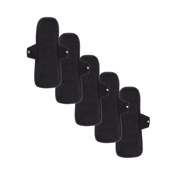 The Period Company. The Reusable Pantyliner in Organic Cotton, Black, 5 Pack