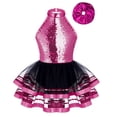 thumbnail image 6 of iiniim Kids Girls Sparkle Sequin Halter Neck Dance Dress Ballet Mesh Tutu Skirt Ballerina with Hairband Rose 6, 6 of 7