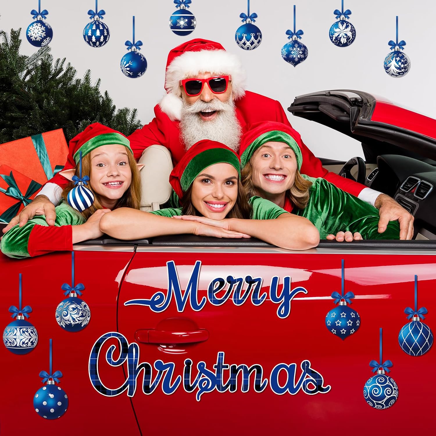 CozyNestFinds 36 Pcs Christmas Garage Door Magnets Decorations, Xmas Ball Garage Door Decorations, Merry Christmas Magnets Stickers for Refrigerator Fridge Kitchen Car Indoor Outdoor Decorations