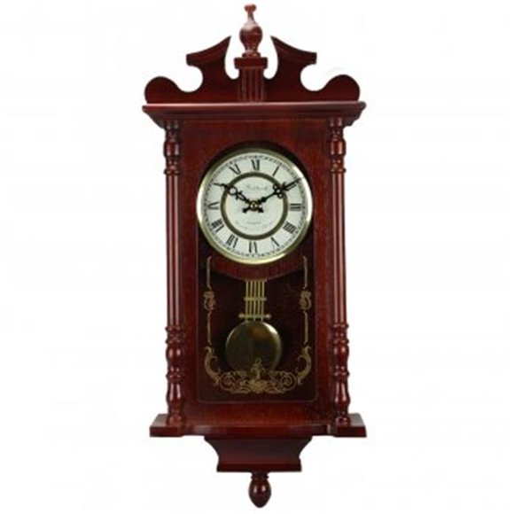 Bedford Collection BED1424RW Bedford Collection Redwood 25 Po. Horloge Murale avec Pendule et Carillon