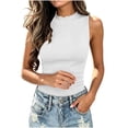 thumbnail image 5 of Scgaewj Women Ribbed Ruffle Sleeveless Tank Tops, Crew Neck Sleeveless Sweater Vest, Breathable Skin‑Friendly Basic Shirts, Dressy Business Casual Work Daily, 5 of 8