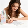 thumbnail image 4 of 0.5mm Cute Aesthetic Retractable Gel Pens Set, Aurora Gradient 6 Pack Black Ink Pen For Bullet Journaling, Fine Point Quick Dry Pens For Note Taking (Multicolor, 14.5*1), 4 of 6