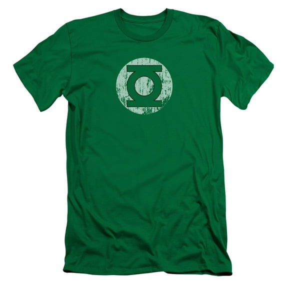 DC Comics Distressed Lantern Logo S/S Adult 30/1 T-Shirt Kelly Green