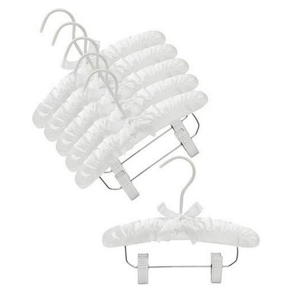 Baby Padded Hangers with Clips - 10 Inch White Clothes Hangers for Infants & Toddlers - Pack of 6 - Non-Slip Vinyl Cushions