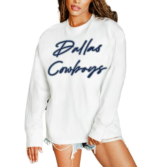 Women's Gameday Couture White Dallas Cowboys Classic Comeback Oversized Long Sleeve T-Shirt