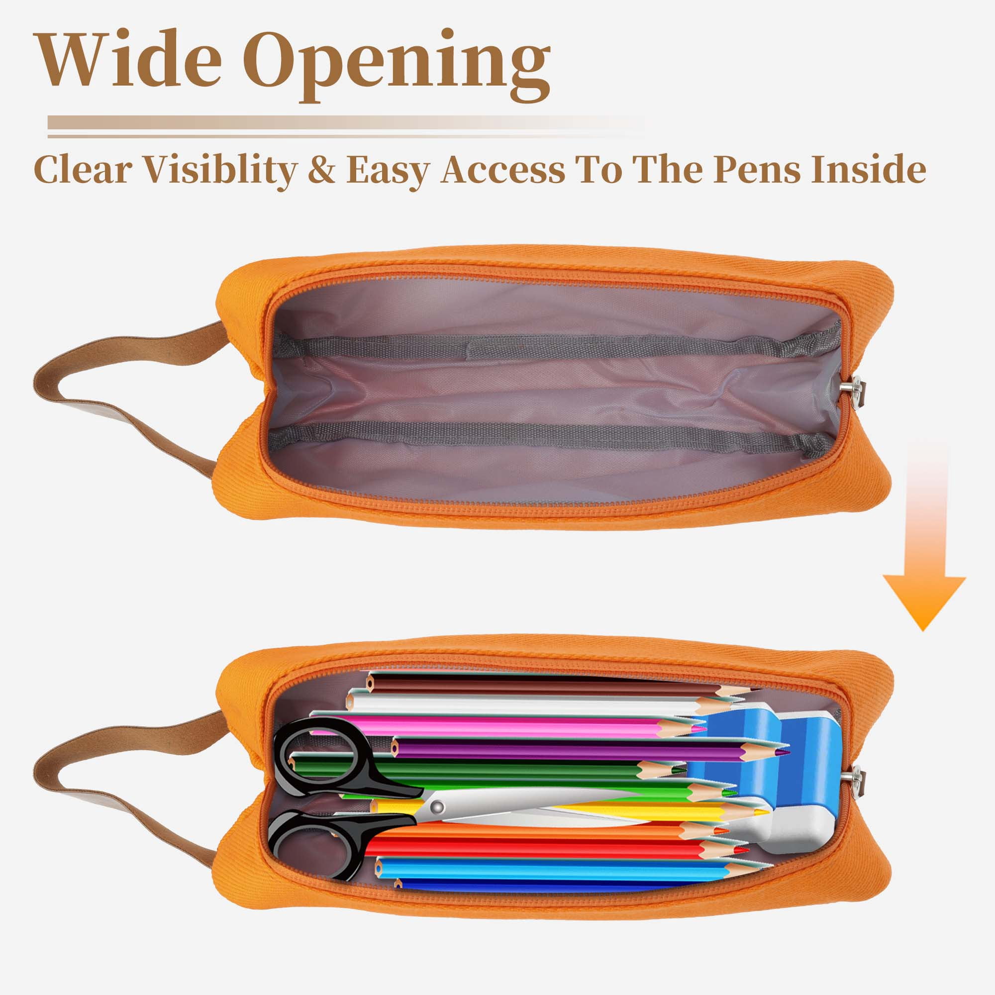 Unique Bargains Cotton Style Aesthetic Pen Bag Organizer Orange