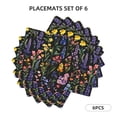 thumbnail image 2 of Linen Placemat With 18×12in Double Stitching Is Effectively Insulated And Foldable For Family Hotel Picnic Trips A Variety Of Colorful Flowers Six Piece, 2 of 8