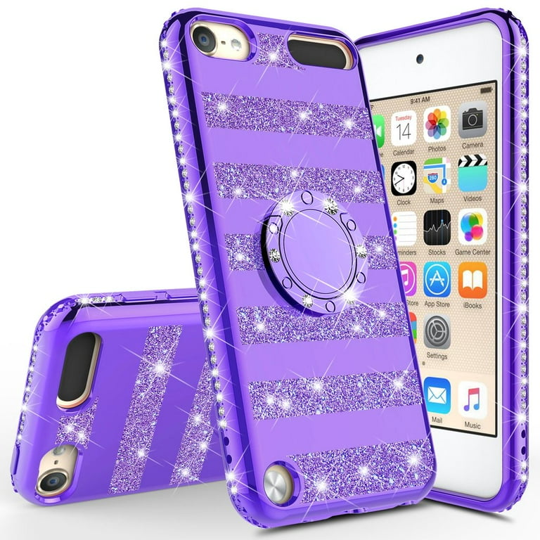 Compatible for Apple iPod Touch 6 Case iPod Touch 5 Case SOGA Cute Girl Women Rhinestone Bumper Sparkling Glitter Bling Diamond Phone Cover with
