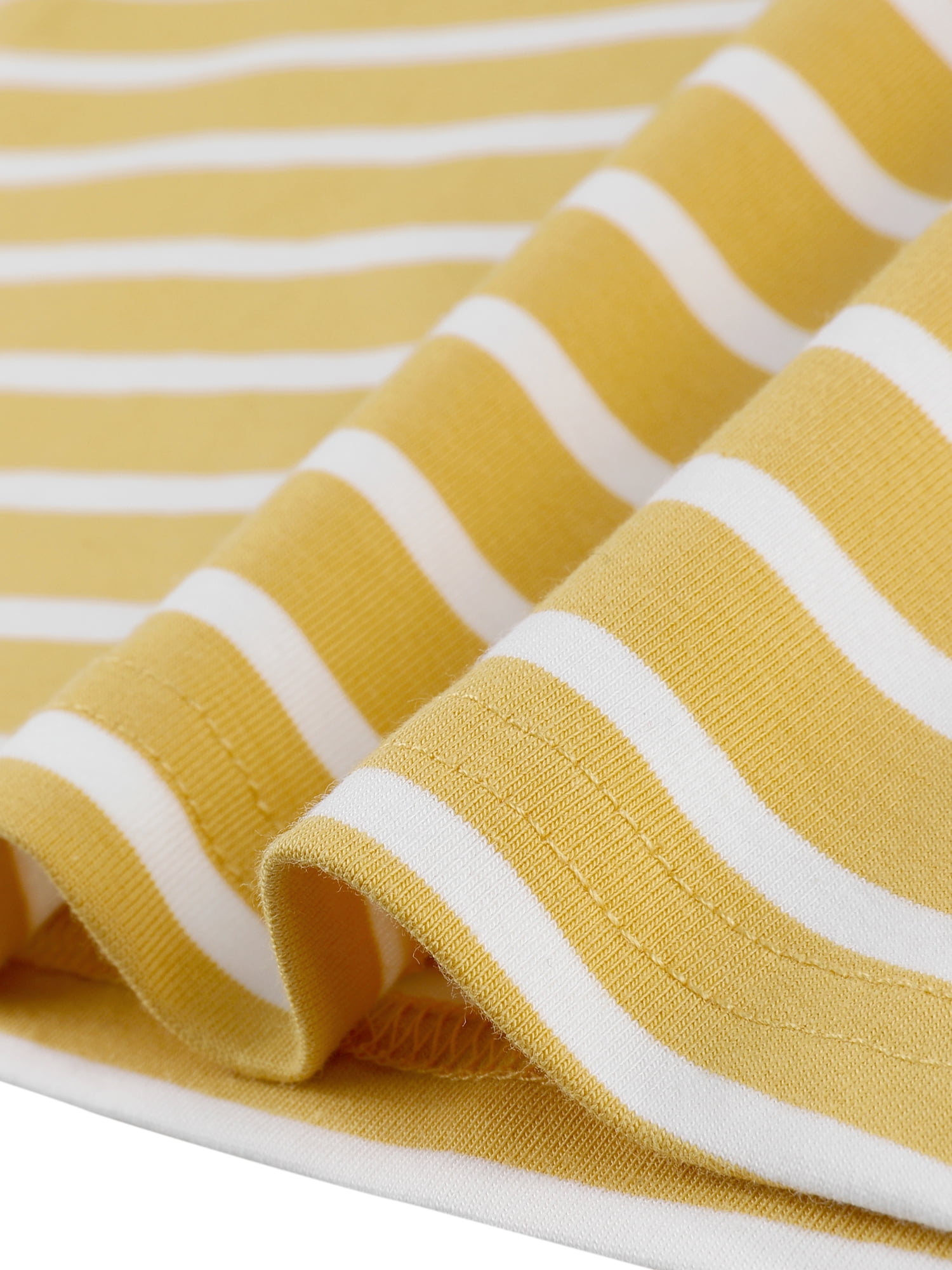 DARING DIVA Peter Pan Collar Striped Top M Yellow