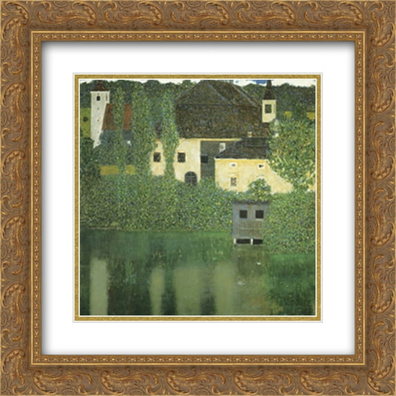 Unterach Manor On The Attersee Lake, Aus 2x Matted 15x18 Gold Ornate Framed Art Print by Gustav Klimt