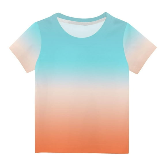 AINIYS 9-10 Years Kids Summer Tops Gradient Color Little Boys Tees Trendy Casual Loose Children Clothes Fashion Short Sleeve T-Shirt Round Neck Multicolor