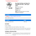 thumbnail image 2 of Rear Brake Pad Rotor and Caliper Set - Compatible with 2002 - 2006 Toyota Camry 2003 2004 2005, 2 of 2