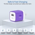thumbnail image 5 of USB Wall Charger Block, 3 Pack KIGPOZI Type C Block with 6FT USB C Charging Cable Type C Cable Cord USB to Usb C Cable, USB Charging Block Android Charger USB Brick USB Plug Adapter[Purple], 5 of 8