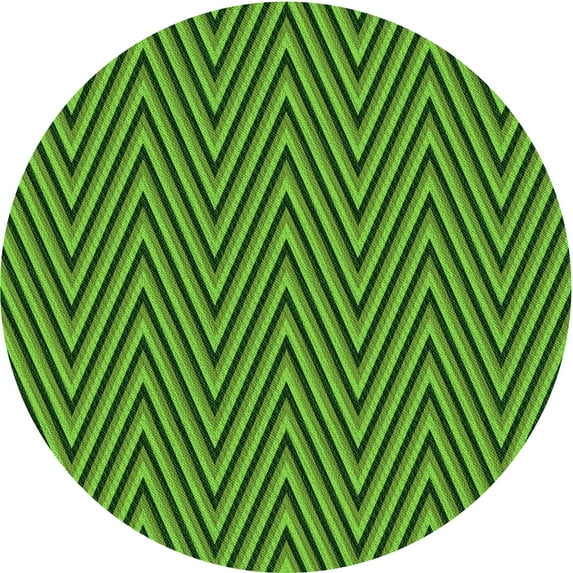 Ahgly Company Machine Washable Indoor Round Transitional Deep Emerald Green Area Rugs, 6' Round