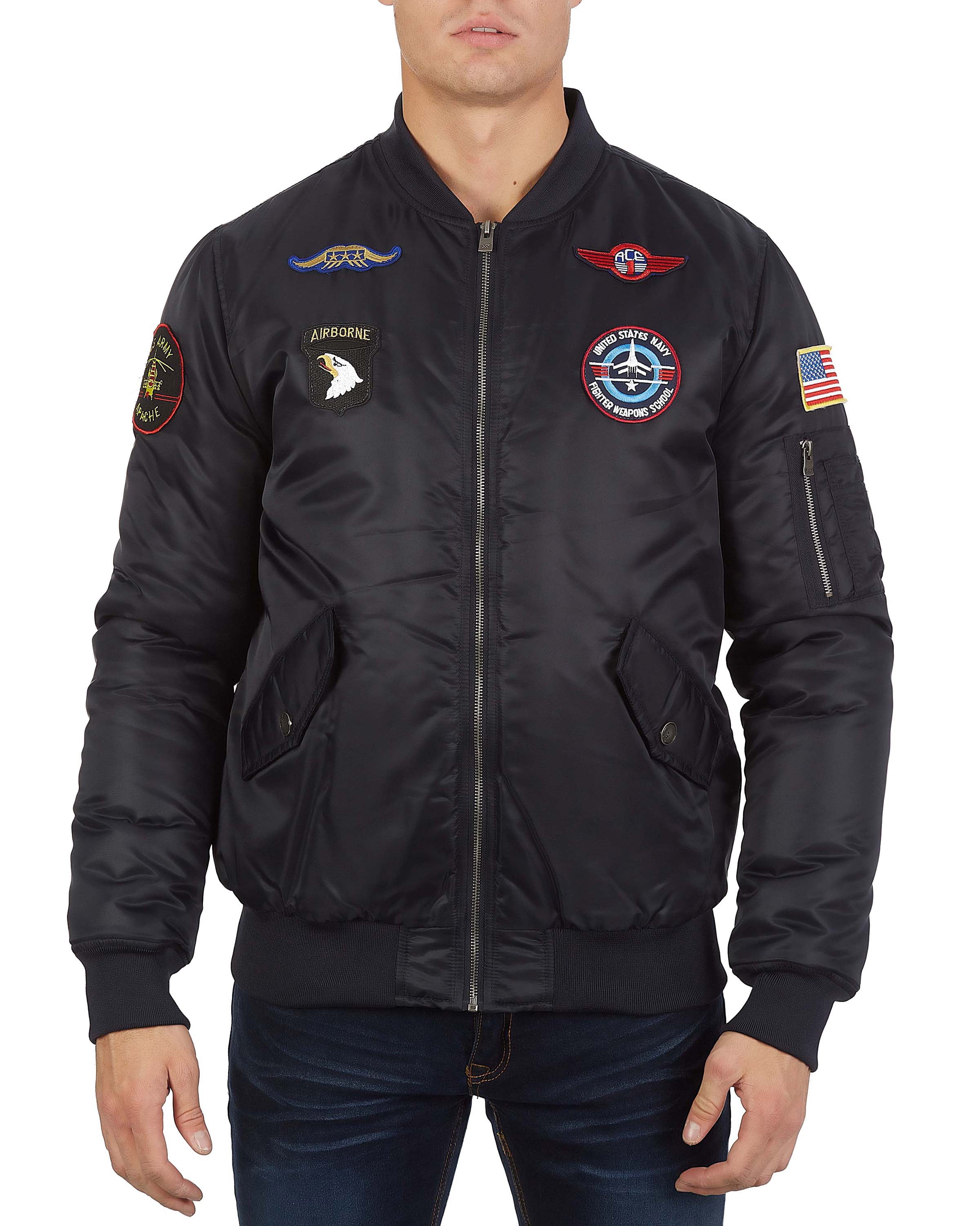 X Ray Jeans XRAY Men's Bomber Flight Jacket With Patches Walmart