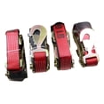 thumbnail image 4 of Qty 4 Axle Strap Tie Downs 24" Long & Qty 4 Ratchet Tow Straps Car Haulers | RED, 4 of 10