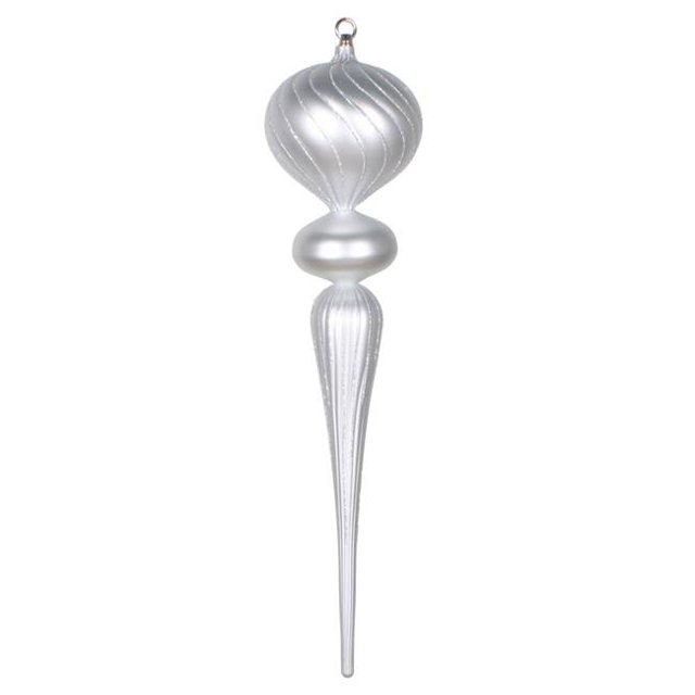 Vickerman MT195407 25 in. Silver Matte Glitter Finial Ornament