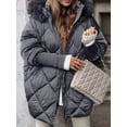 thumbnail image 6 of Women'S Quilted Down Jacket with Hood Long Sleeve Full Zip Casual Winter Coat Gray S, 6 of 8