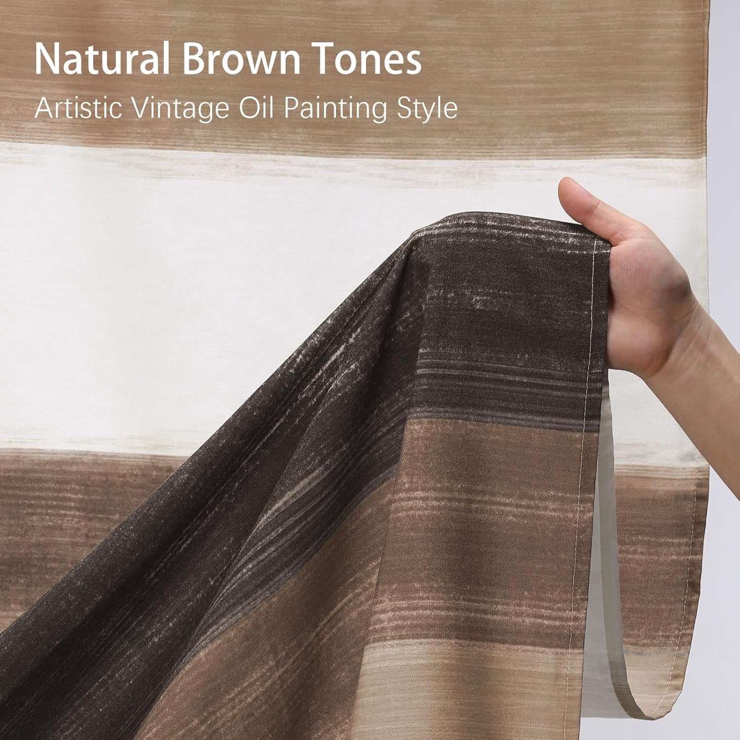Brown Shower Curtains for Bathroom Rustic Tan Farmhouse Cotton Shower Curtain, 72 x 72
