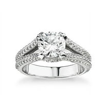 Diamond-Capitals 1.00 Ct Stunning Round Cut Solitaire Natural Diamond (F-G/VS1) Engagement Ring for Women in 14K White Gold Size 9.5