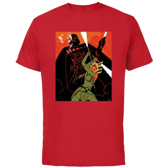 Star Wars Rebels Ahsoka Tano and Darth Vader Duel - Short Sleeve Cotton T-Shirt for Adults - Customized-Red