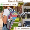thumbnail image 6 of ZIATUBLES 17 Inch Clear Backpack, Heavy Duty Folk Flower Tie Dye Print Fabric & PVC Transparent Bag with Front Pockets & Side Mesh, Large Capacity See Through Bookbag for School Work Travel, 6 of 7