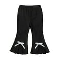 thumbnail image 5 of FYDUU 2 Pack Baby Girl Flare Pants Baby Girls Ribbed Bow Split Ribbed Bell Bottoms Solid Color Elastic Waist Pants Toddler Fall Winter Outfits 6-9 Months, 5 of 9