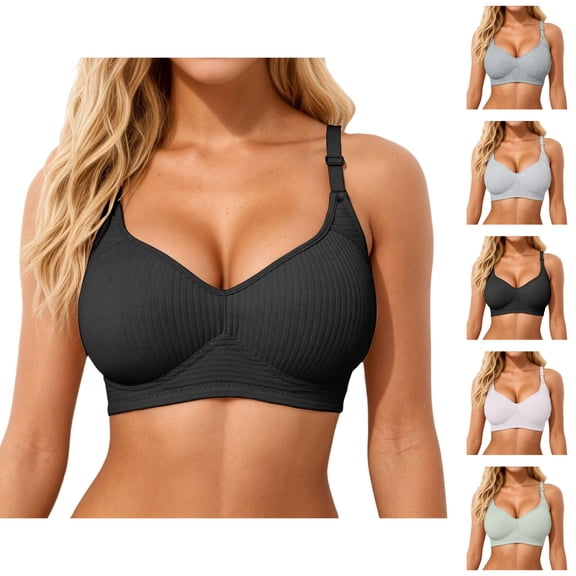 Wireless Bras for Women Lightweight Removable Strap Seamless No Underwire Push Up Bralette Everyday Bra