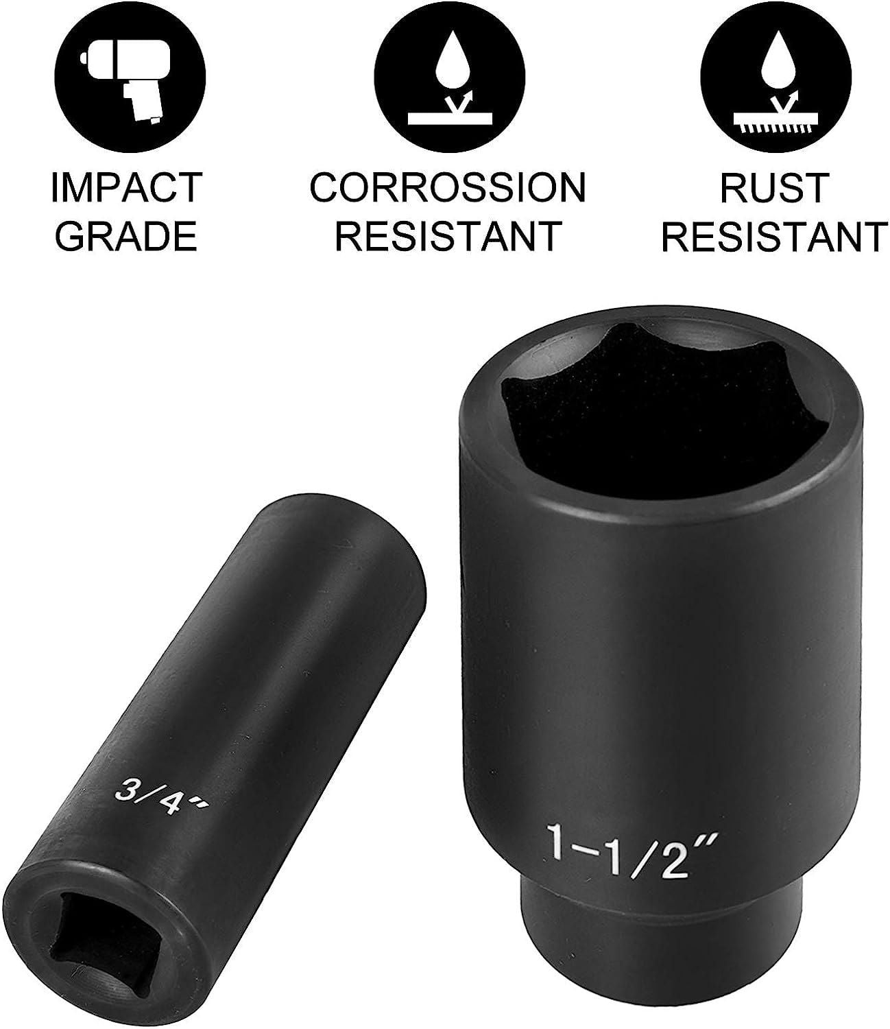 Professional-Grade 19-Piece 1/2 Drive Impact Socket Set | Deep 6-Point Sockets, Cr-V Rugged Construction, Storage Cage Included (3/8 To 1-1/2