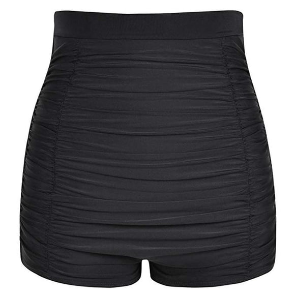 Women High Waisted Bikini Bottom Retro Ruched Swimsuit,Solid Color Swim Short Shirred Tankinis Brief