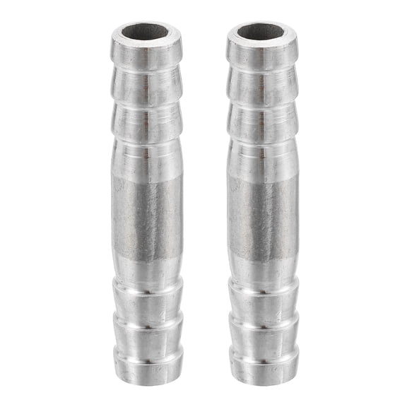 2Pcs 12x50mm Hose Barb Equal Pipe Fitting, 304 Stainless Steel Pipe Adapter Connection Fitting for Vacuum Systems, Industrial Connections, Pneumatic Equipment, Silver