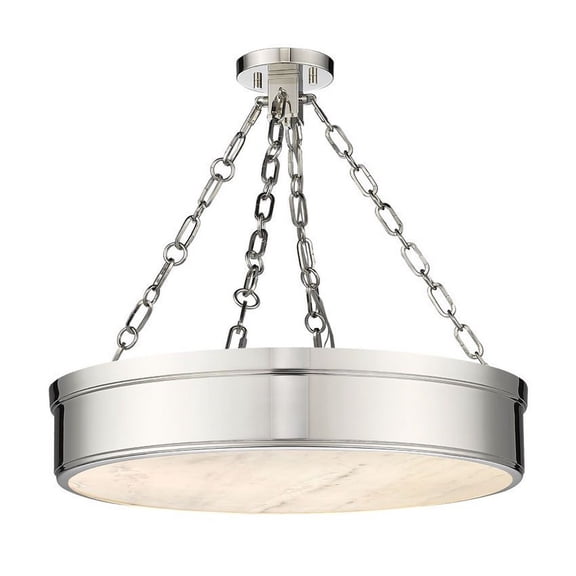 1944SF22-PN-LED-Z-Lite-Anders - 24W 3 LED Semi-Flush Mount In Mid-Century Modern Style-21.25 Inches Tall and 22 Inches Wide-Polished Nickel Finish