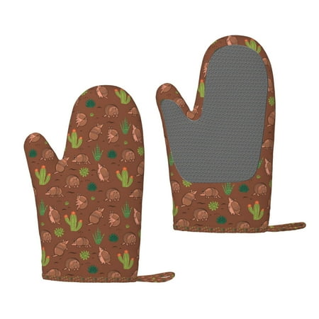 

Zeuib Cute Armadillos Print Oven Mitts Oven Gloves with Non-Slip Silicone Heat and Slip Resistant Cooking Mitt Set for Cooking and Baking (2 Count)