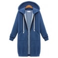 thumbnail image 3 of Sudaderas con Capucha para Mujer, Estilo Oversize, con Cremallera, Ideales para Otoño e Invierno. Chaquetas Largas con Capucha y Bolsillos. Azul XL, 3 of 8