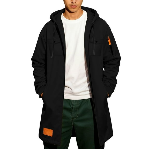 Men's Long Sleeve Jacket Solid Color Full Zip Tops Basic Outfits Fashion Winter Clothing Pullover Casual Fall Clothes 2025