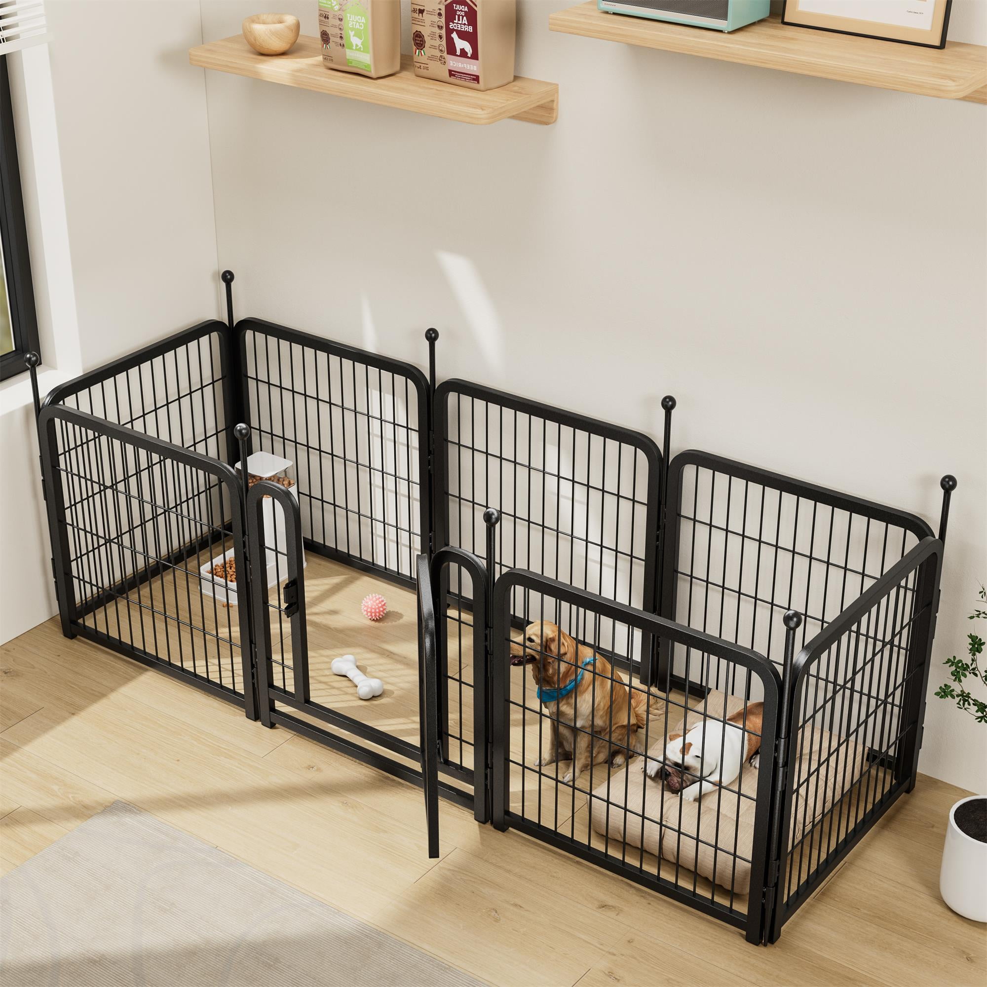 Pefilos Dog Playpen for Indoor, Yard, RV Camping, 24" 8 Panels Dog Fence for Puppy and Small Dogs, Outdoor Foldable Pet Exercise Pen, Black