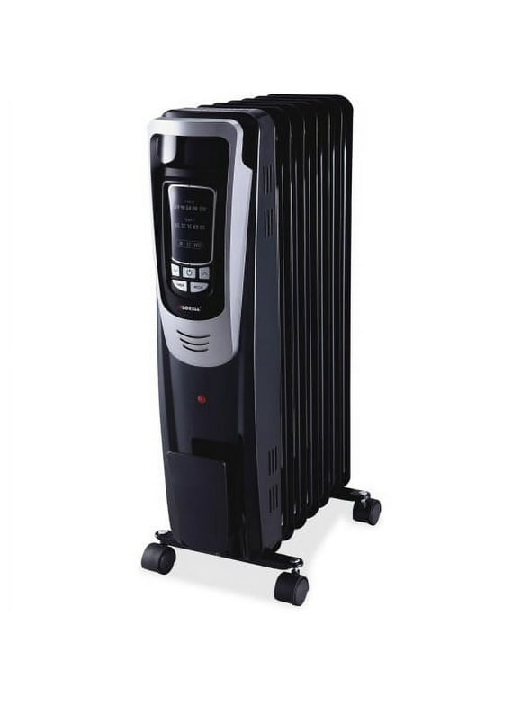 Lorell LED Display Mobile Radiator Heater Electric - Electric - 600 W to 1500 W - 3 x Heat Settings - 150 Sq. ft. Coverage Area - 1500 W - Black